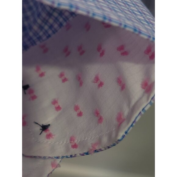 NWT Quieti Men's Large Shirt Blue & Purple Checkered Pattern 100% Fine Cotton - Picture 12 of 12